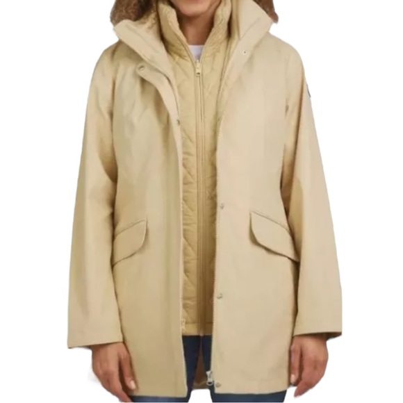 Lands' End Jackets & Blazers - Lands End Womens M Adjustable Hood w/visor 3 in 1 Jacket Systems Tan Beige NWT